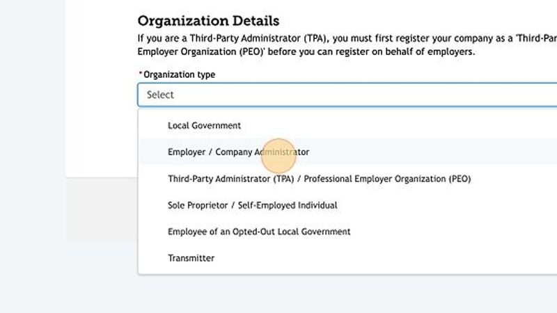 Colorado FAMLI Choose Organization Type
