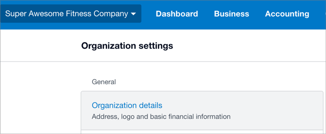 Organization Settings in Xero