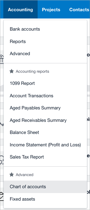 Set Up Xero Chart of Accounts