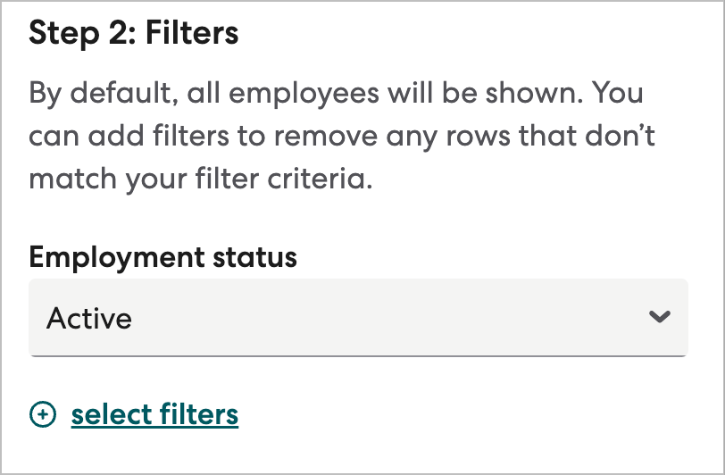 Gusto Report Filters